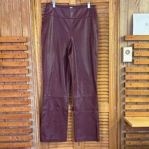 BB Dakota Burgundy Faux Leather Pants Size M Straight Leg